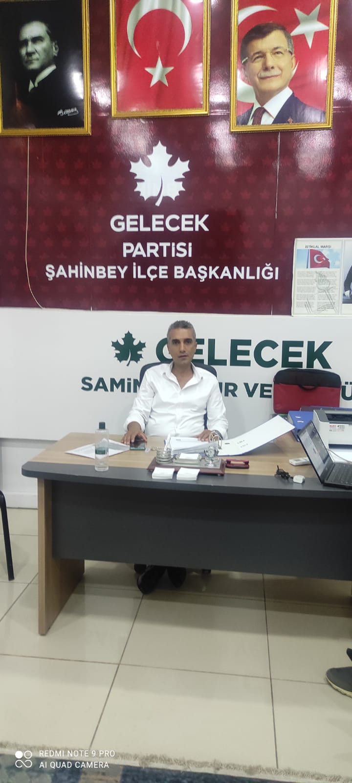 GELECEK PARTİSİ ŞAHİNBEY İLÇE BAŞKANI ARİF YILMAZ  GÖREVİNDEN İSTİFA ETTİ