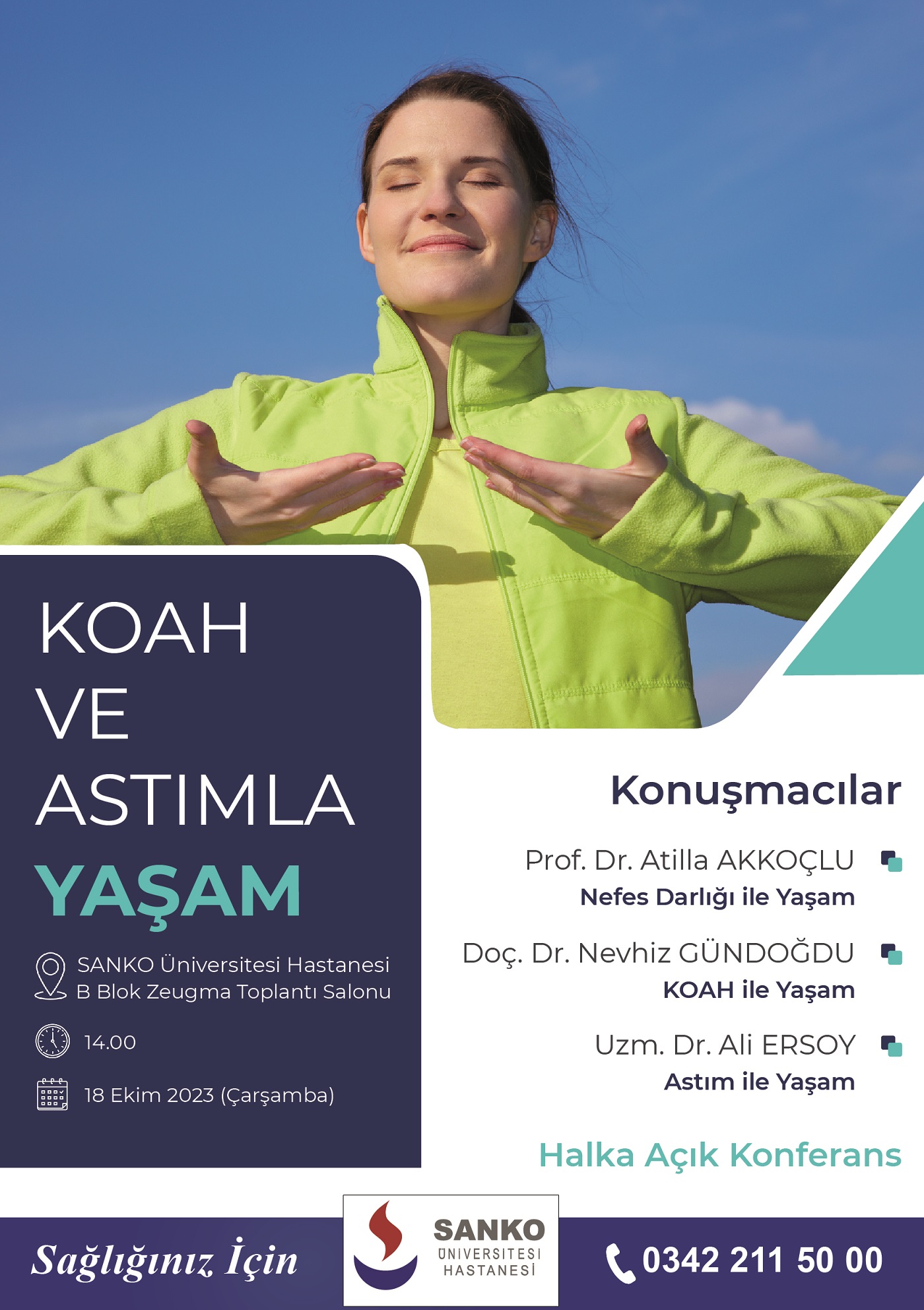 SANKO ÜNİVERSİTESİ HASTANESİ’NDE HALKA AÇIK KONFERANS  “KOAH VE ASTIMLA YAŞAM” KONUŞULACAK