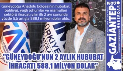 Güneydoğu’nun 2 aylık hububat ihracatı  588,1 milyon dolar