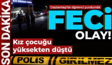 Gaziantep’te kaldığı öğrenci yurdunda yüksekten düşen kız çocuğu hastaneye kaldırıldı.