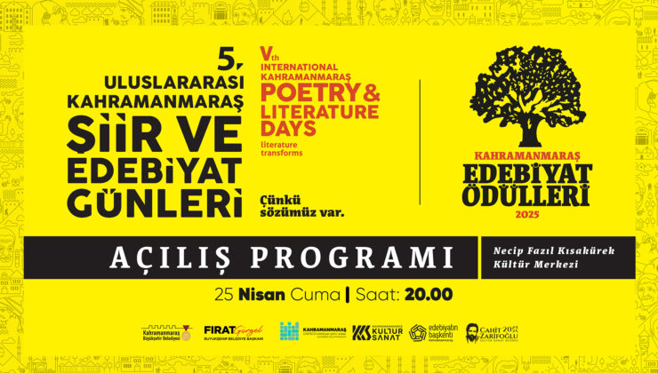 5 Uluslararası şiir ve Edebiyat Günleri Kahrammaraş ta Başlıyor