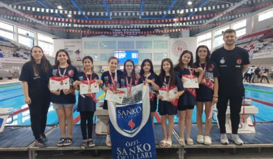 SANKO OKULLARI KÜÇÜK KIZ YÜZME TAKIMI BÖLGE ŞAMPİYONU OLDU