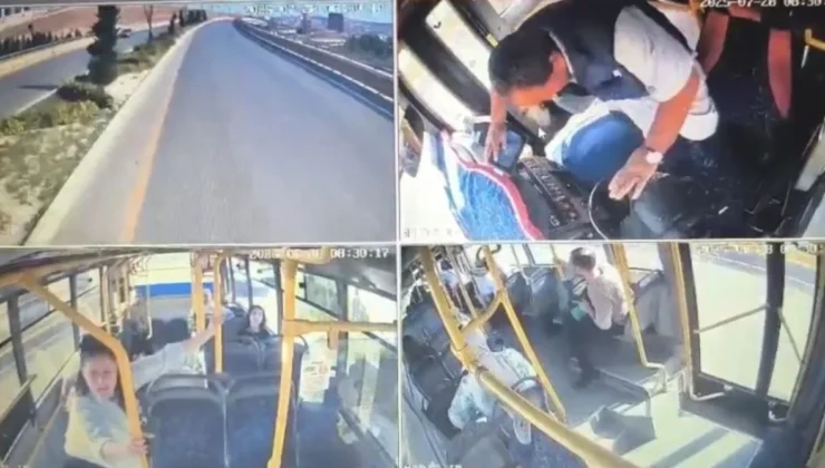 Gaziantep’te Özel Halk Otobüsü Şoförünün Kalp Krizi Anı Kamerada: Direksiyon Başında Hayatını Kaybetti