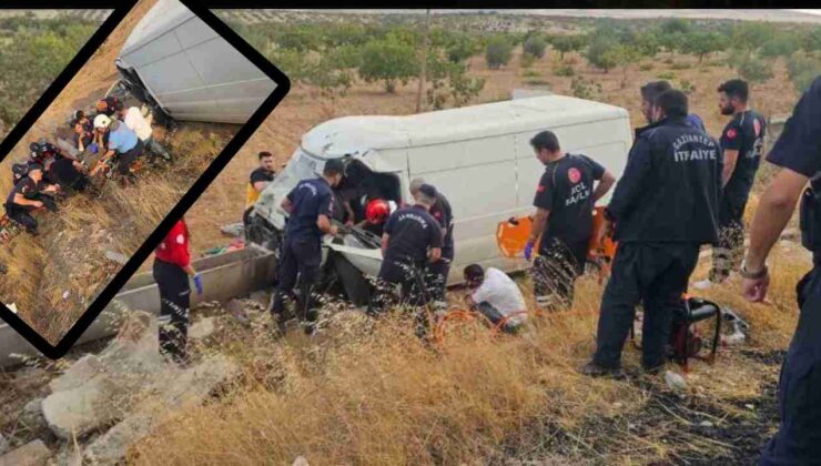 Gaziantep’te Feci Kazada Can Pazarı Yaşandı: Kamyonet Şarampole Uçtu
