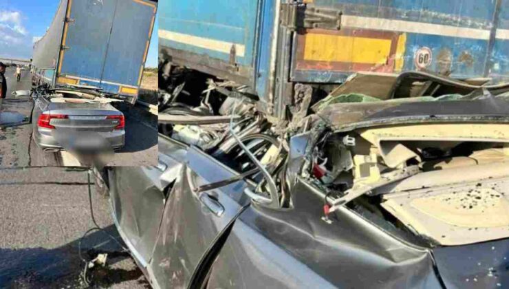 Gaziantep Otoyolu’nda Feci Kaza! Tıra arkadan çarpan Volvo hurdaya döndü: 1 ölü