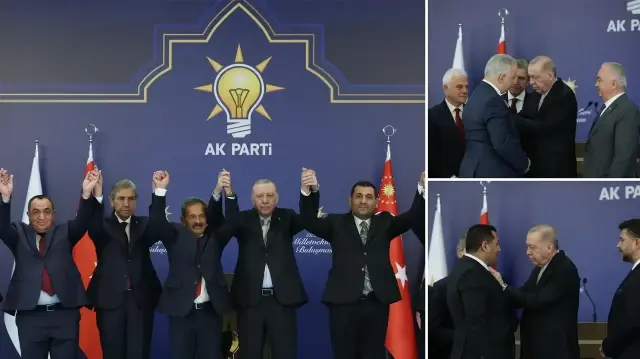 4 ayrı partiden 7 belediye başkanı daha AK Parti’ye katıldı: Rozetlerini Erdoğan taktı