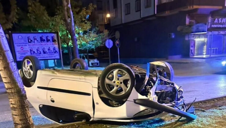 Gaziantep’te ‘Düğün Salonu’ Önünde Araç Takla Attı!