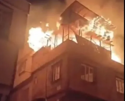Gaziantep’te patlama sonrası apartmanda yangın meydana geldi