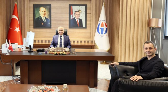 GAÜN REKTÖRÜ DOĞAN, TÜBİTAK 2219 BURSU KAZANAN DOÇ. DR. UÇUK’U  KABUL ETTİ
