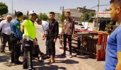 kamyonet ile motosiklet çarpıştı! Sürücü yaralandı