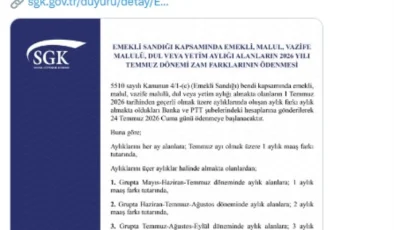 Emekli maaşlarında zam farkının yatacağı tarih belli oldu
