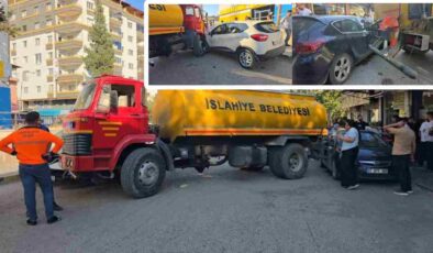 Gaziantep’te El Freni Çekilmeyen Tanker Dehşet Saçtı: 3 Araç Hasar Gördü