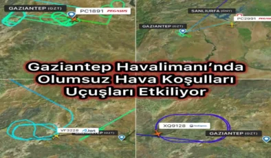 Gaziantep Havalimanı’nda Uçuşlar Aksadı: Uçaklar Havada Bekledi