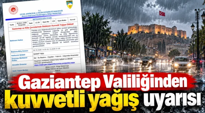 Gaziantep Valiliğinden kuvvetli yağış uyarısı